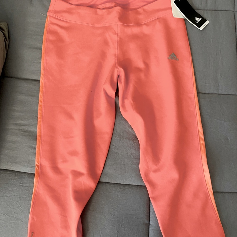 Coral Adidas capri leggings